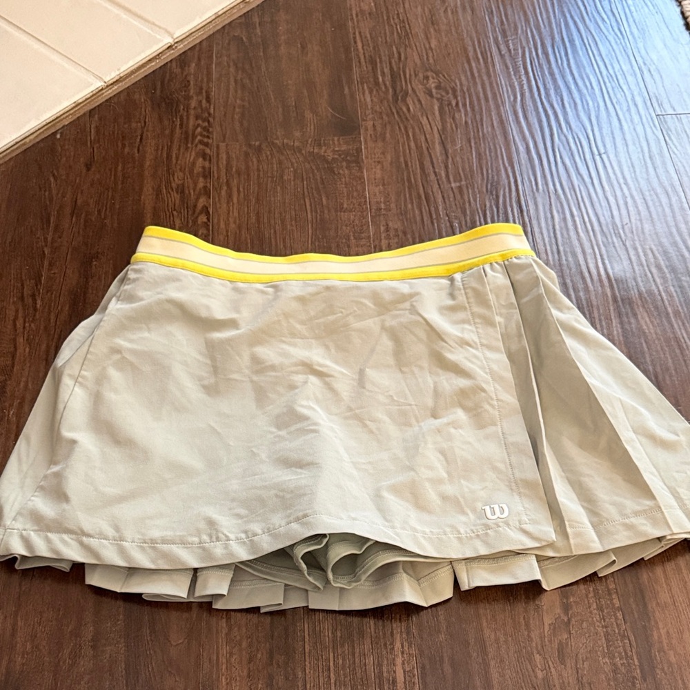 Wilson Wrap Tennis Skirt Aqua Yellow Striped Waistband M